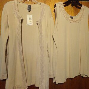 NWT Womens Due Per Due Beige Tank & Sweater Set - size 2X